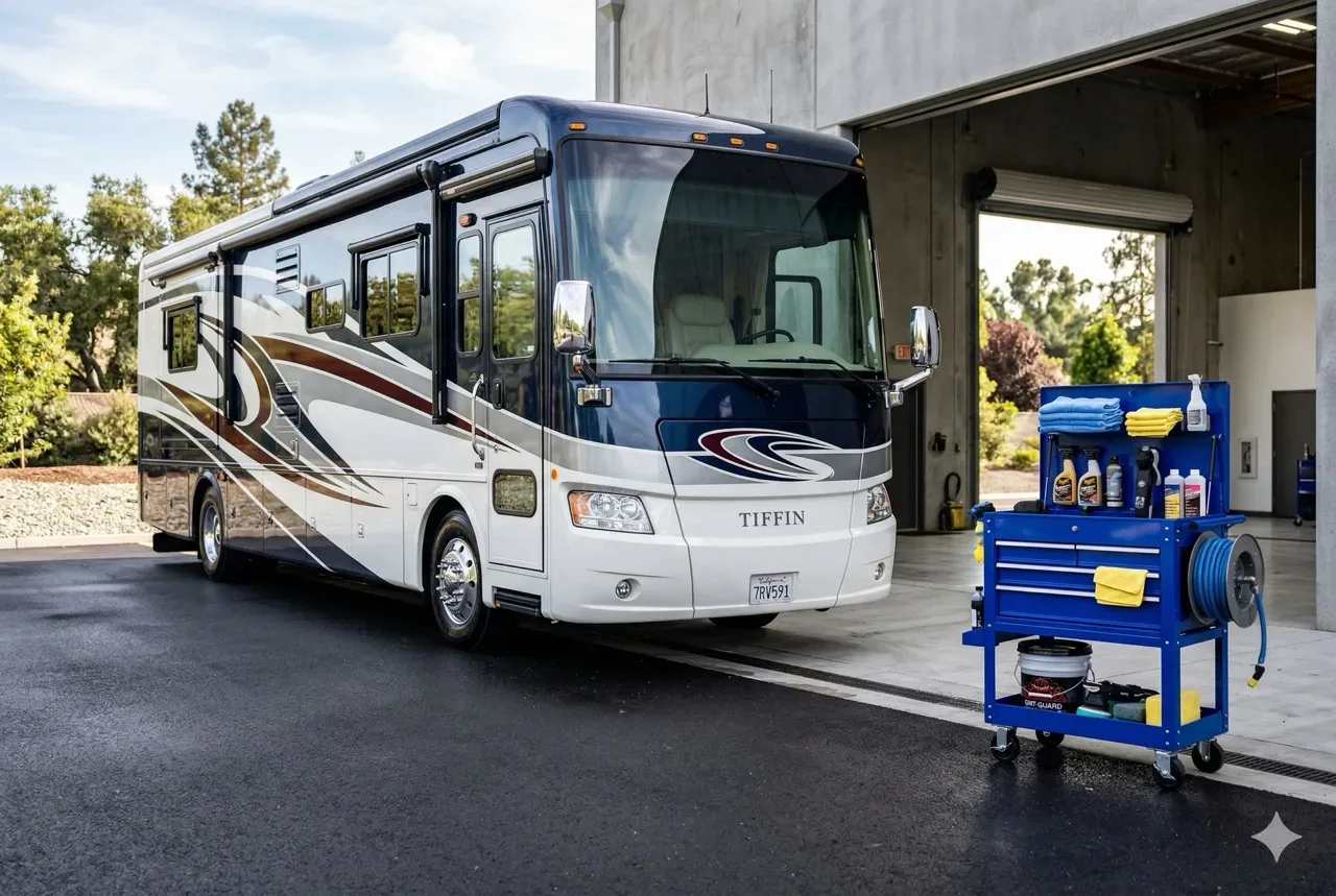 Motorhome cleaned and road-ready